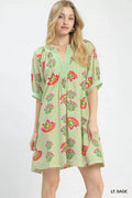umgee abstract print Umgee Abstract Print Mini Dress LT. SAGE (dress) - shop at us.meeeshop