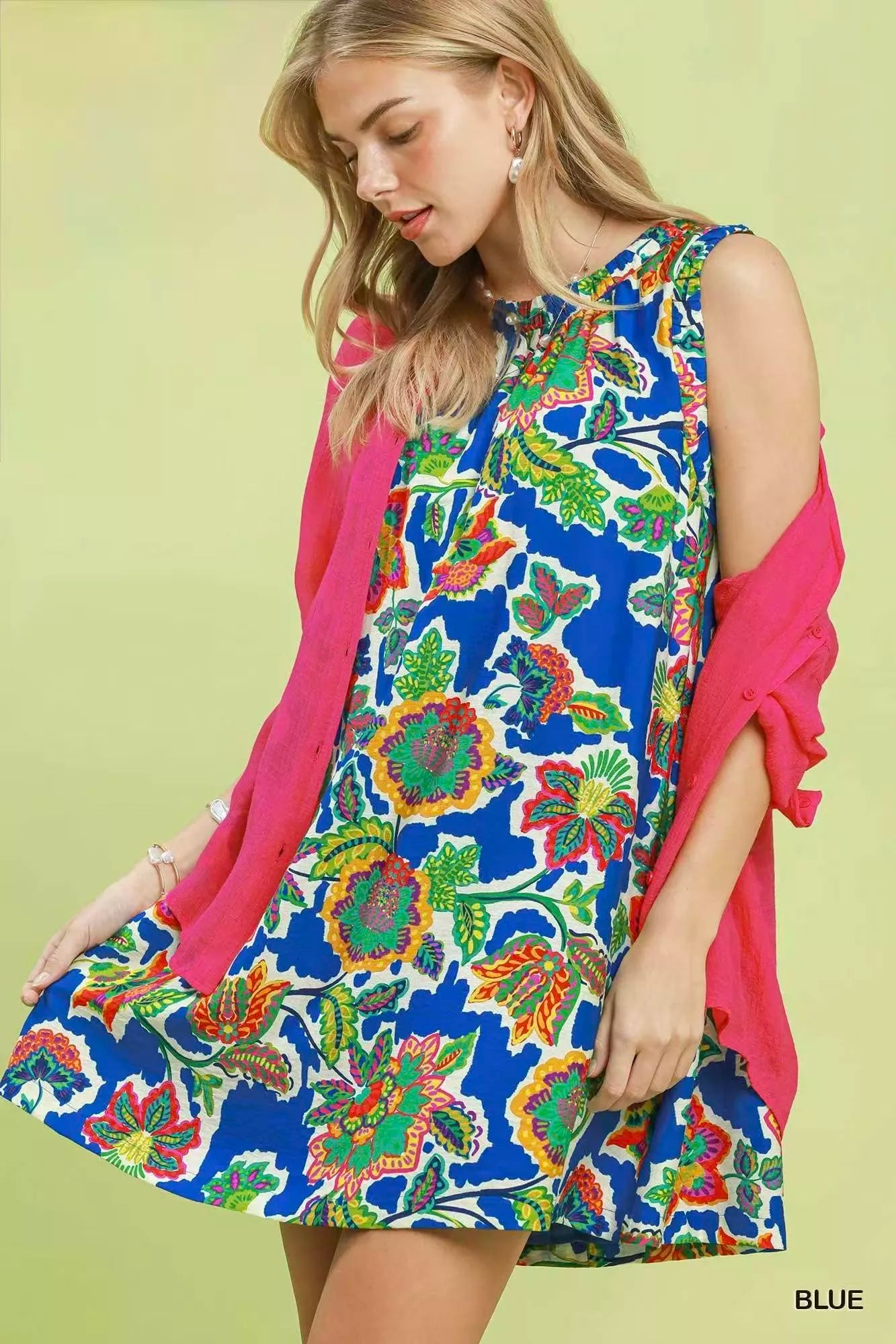 umgee abstract print Umgee Abstract Print Sleeveless Shift Dress view 2 (dress) - shop at us.meeeshop
