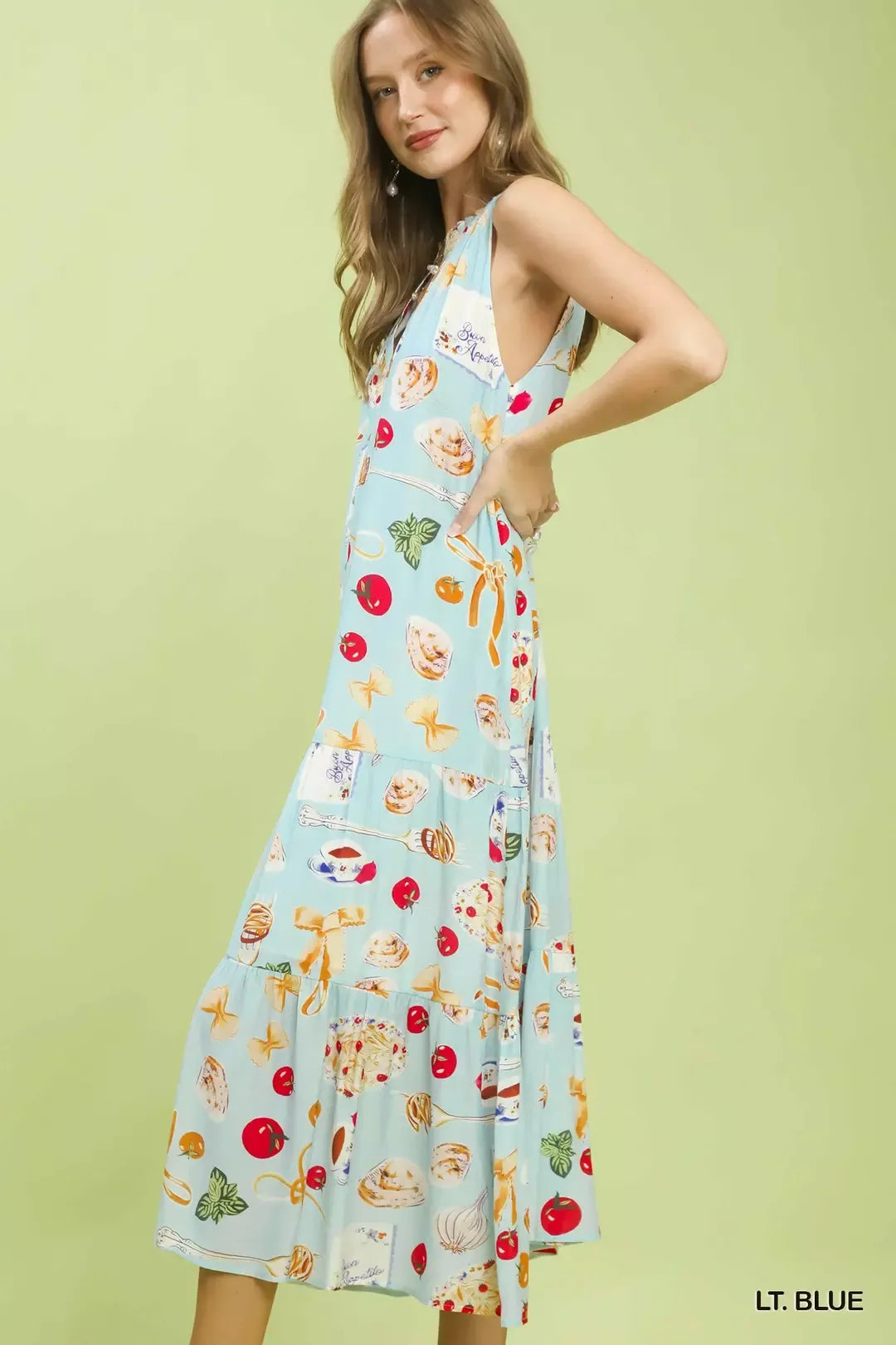 umgee abstract print Umgee Abstract Print Tiered Halter Midi Dress view 2 (dress) - shop at us.meeeshop