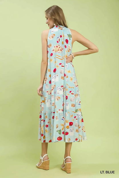 umgee abstract print Umgee Abstract Print Tiered Halter Midi Dress view 3 (dress) - shop at us.meeeshop