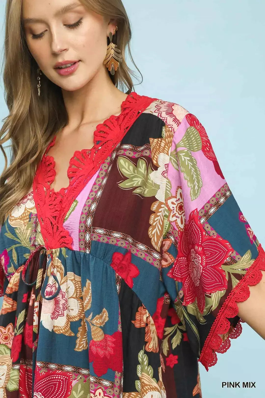 umgee abstract print Umgee Abstract Print V-neck Mini Dress view 4 (dress) - shop at us.meeeshop