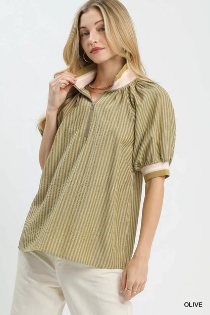 umgee botanical print Umgee Botanical Print Blouse OLIVE (top) - shop at us.meeeshop