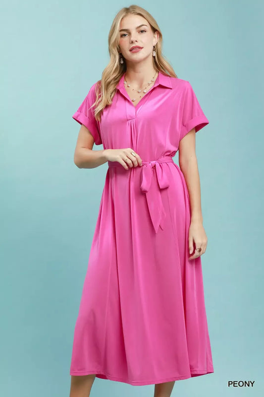 umgee collared belted Umgee Collared Belted Midi Dress view 2 (dress) - shop at us.meeeshop