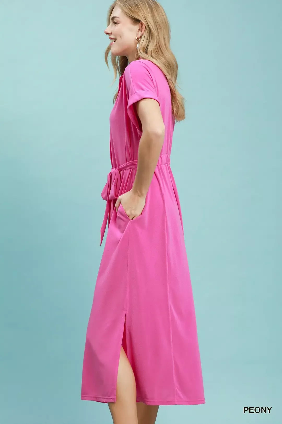 umgee collared belted Umgee Collared Belted Midi Dress view 3 (dress) - shop at us.meeeshop
