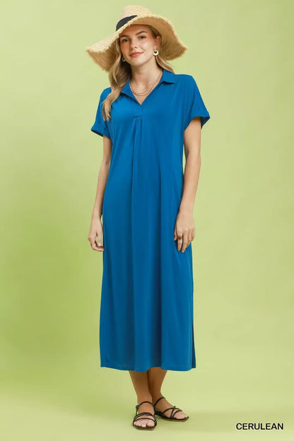 umgee collared belted Umgee Collared Belted Midi Dress view 3 (dress) - shop at us.meeeshop
