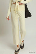 Umgee Cotton Viscose Folded Waistband Straight Leg Pants OFF WHITE (bottom) - leg pants, straight leg p - shop at us.meeeshop