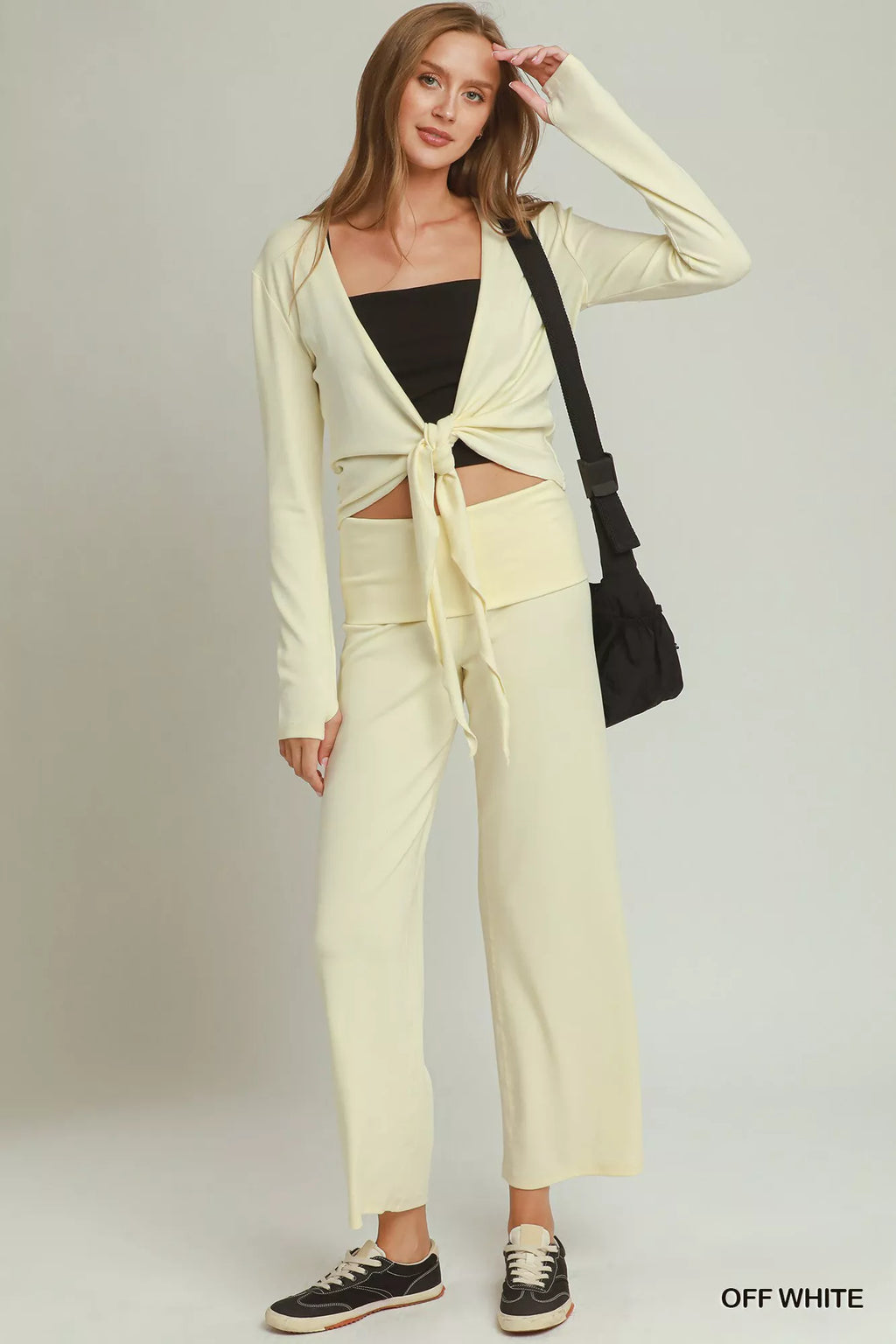 Umgee Cotton Viscose Folded Waistband Straight Leg Pants view 4 (bottom) - leg pants, straight leg pant - shop at us.meeeshop