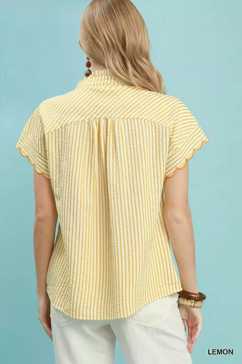 umgee embroidered stripe Umgee Embroidered Stripe Button Front Top view 2 (top) - shop at us.meeeshop