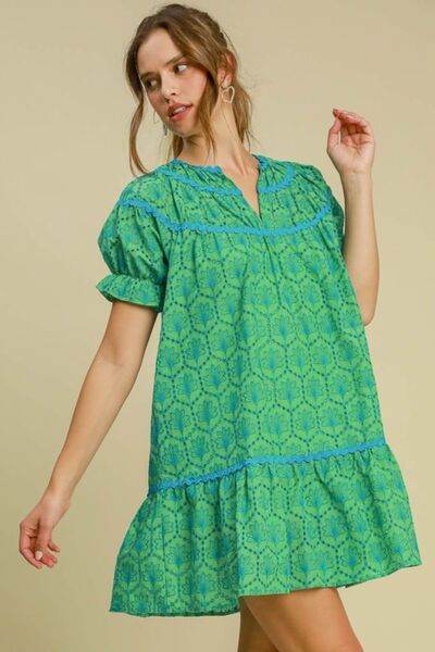 Umgee | Eyelet Mini Dress With Ric Rac Trim Plus Size - us.meeeshop