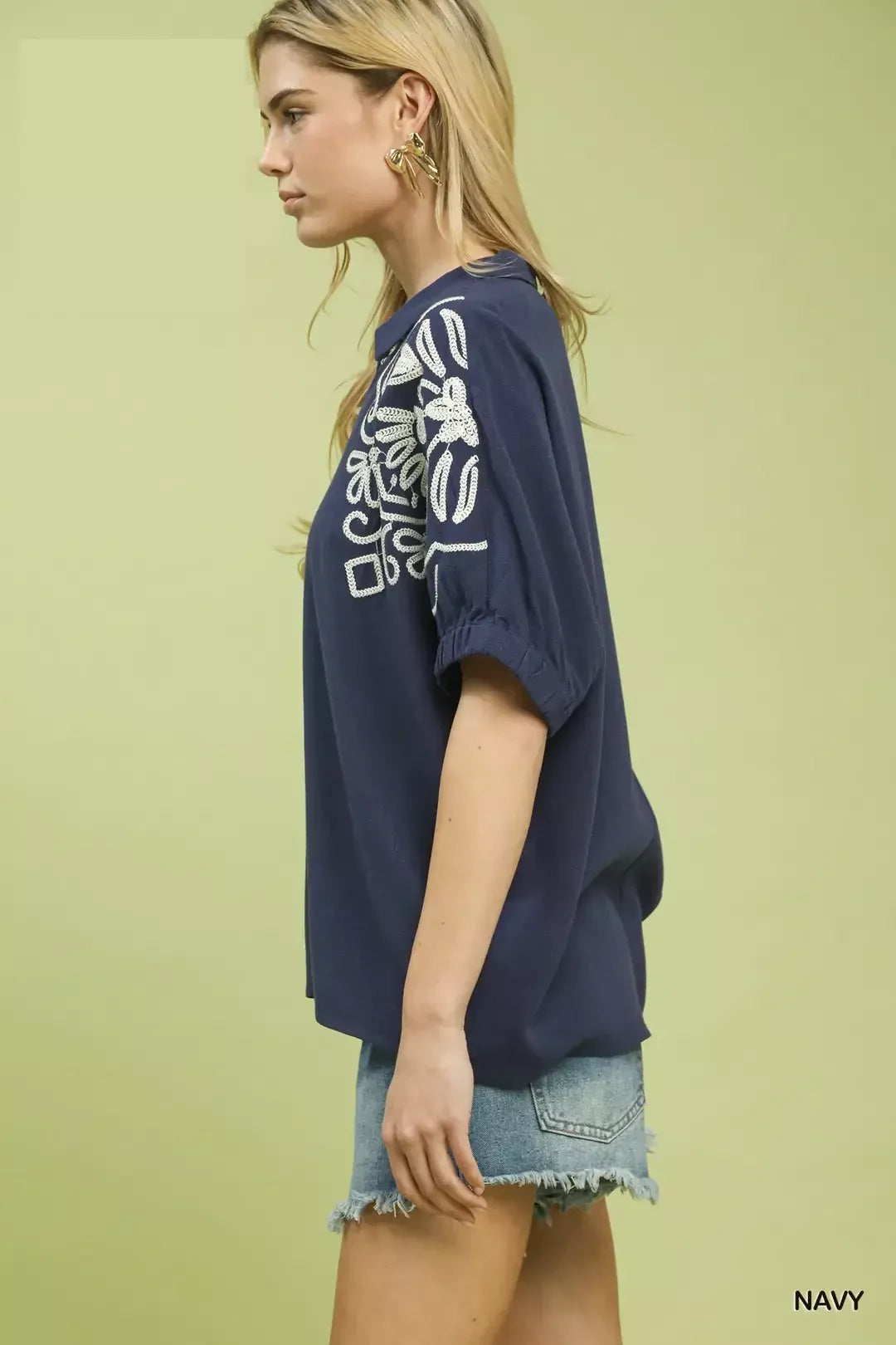 umgee floral embroidered Umgee Floral Embroidered Sleeve Blouse view 2 (top) - shop at us.meeeshop