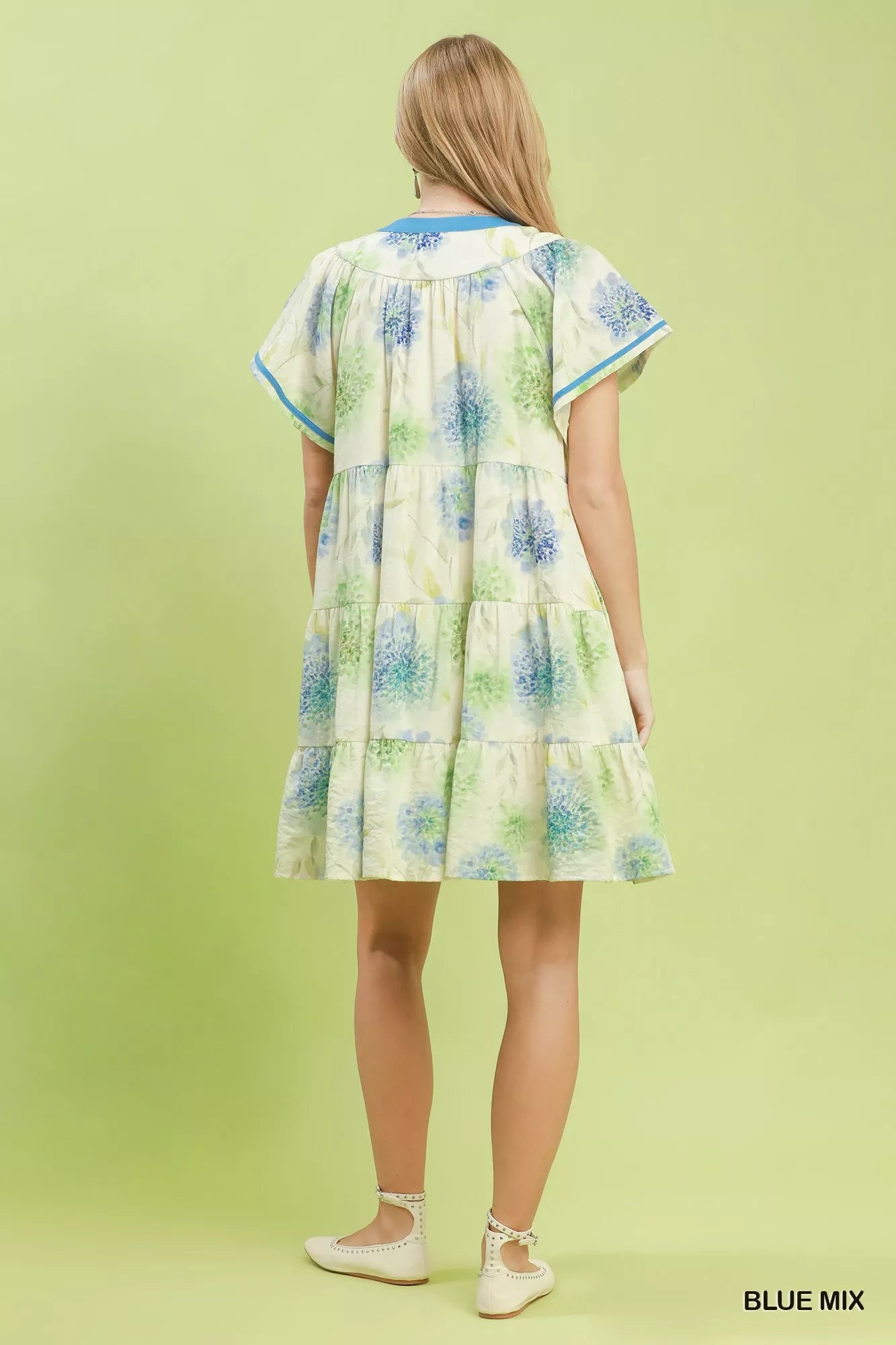 umgee floral print Umgee Floral Print Contrast Trim Tiered Babydoll Dress view 5 (dress) - shop at us.meeeshop
