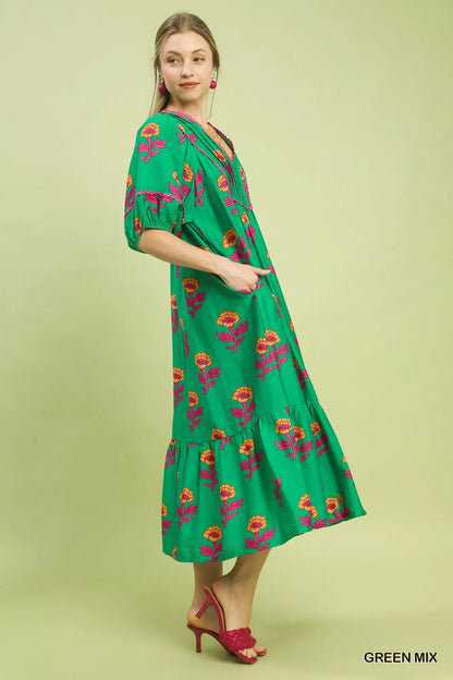 umgee floral print Umgee Floral Print Midi Dress view 2 (dress) - shop at us.meeeshop