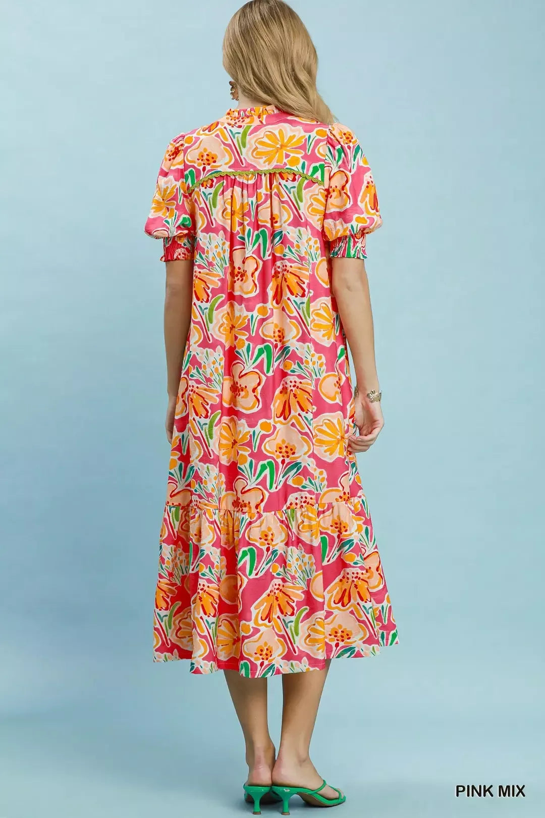 umgee floral print Umgee Floral Print Puff Sleeve Tiered Midi Dress view 4 (dress) - shop at us.meeeshop