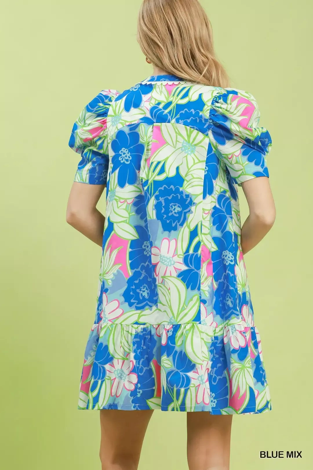 umgee floral puff Umgee Floral Puff Sleeve Tiered Mini Dress view 3 (dress) - shop at us.meeeshop