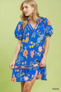 Umgee Floral Ruffle Hem Mini Dress