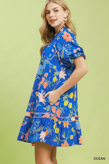 umgee floral ruffle Umgee Floral Ruffle Hem Mini Dress view 2 (dress) - shop at us.meeeshop