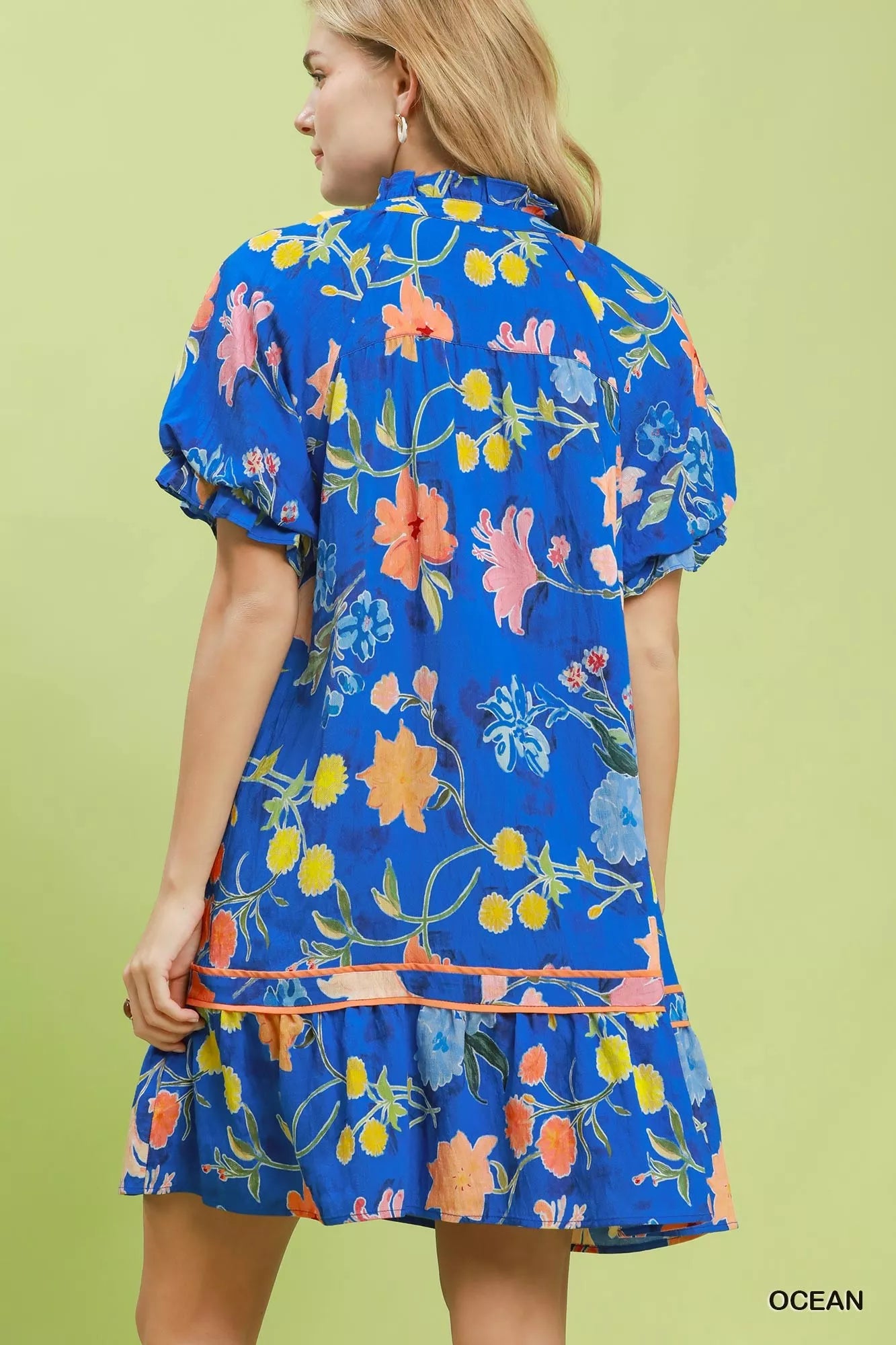 umgee floral ruffle Umgee Floral Ruffle Hem Mini Dress view 3 (dress) - shop at us.meeeshop