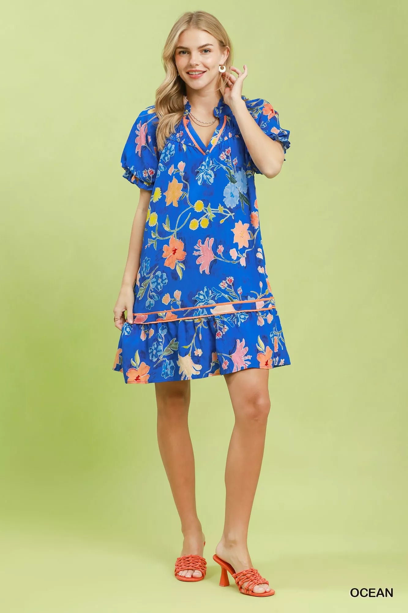 umgee floral ruffle Umgee Floral Ruffle Hem Mini Dress view 4 (dress) - shop at us.meeeshop