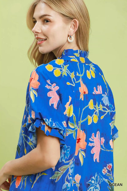 umgee floral ruffle Umgee Floral Ruffle Hem Mini Dress view 5 (dress) - shop at us.meeeshop