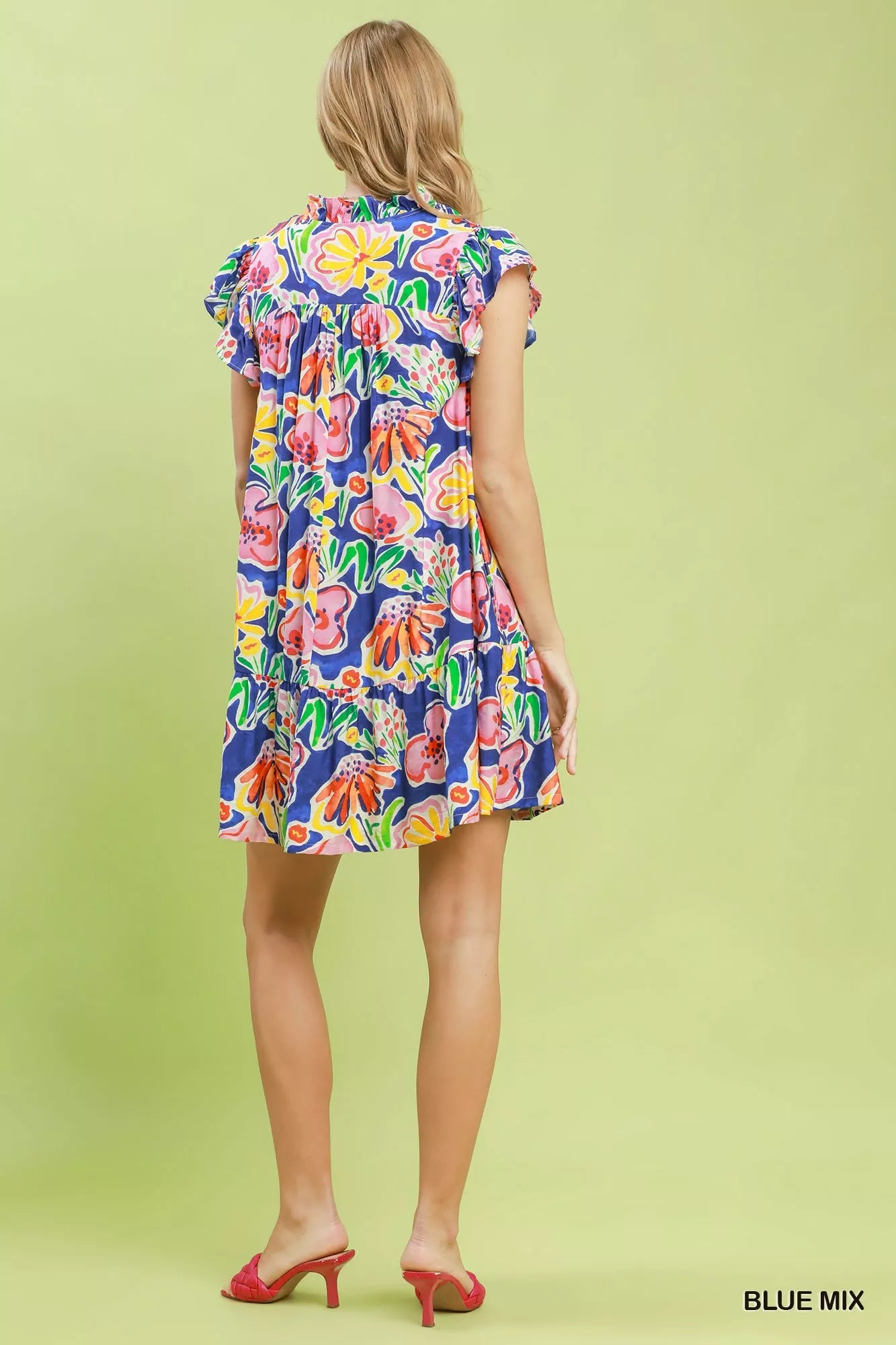 Umgee Floral Ruffle Mini Dress view 4 (dress) - umgee green floral dress, umgee blue floral dress, umge - shop at us.meeeshop