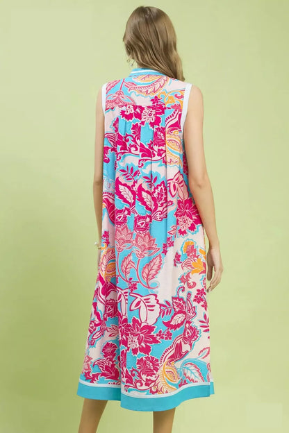 umgee floral sleeveless Umgee Floral Sleeveless Midi Dress with Side Pockets view 5 (dress) - shop at us.meeeshop