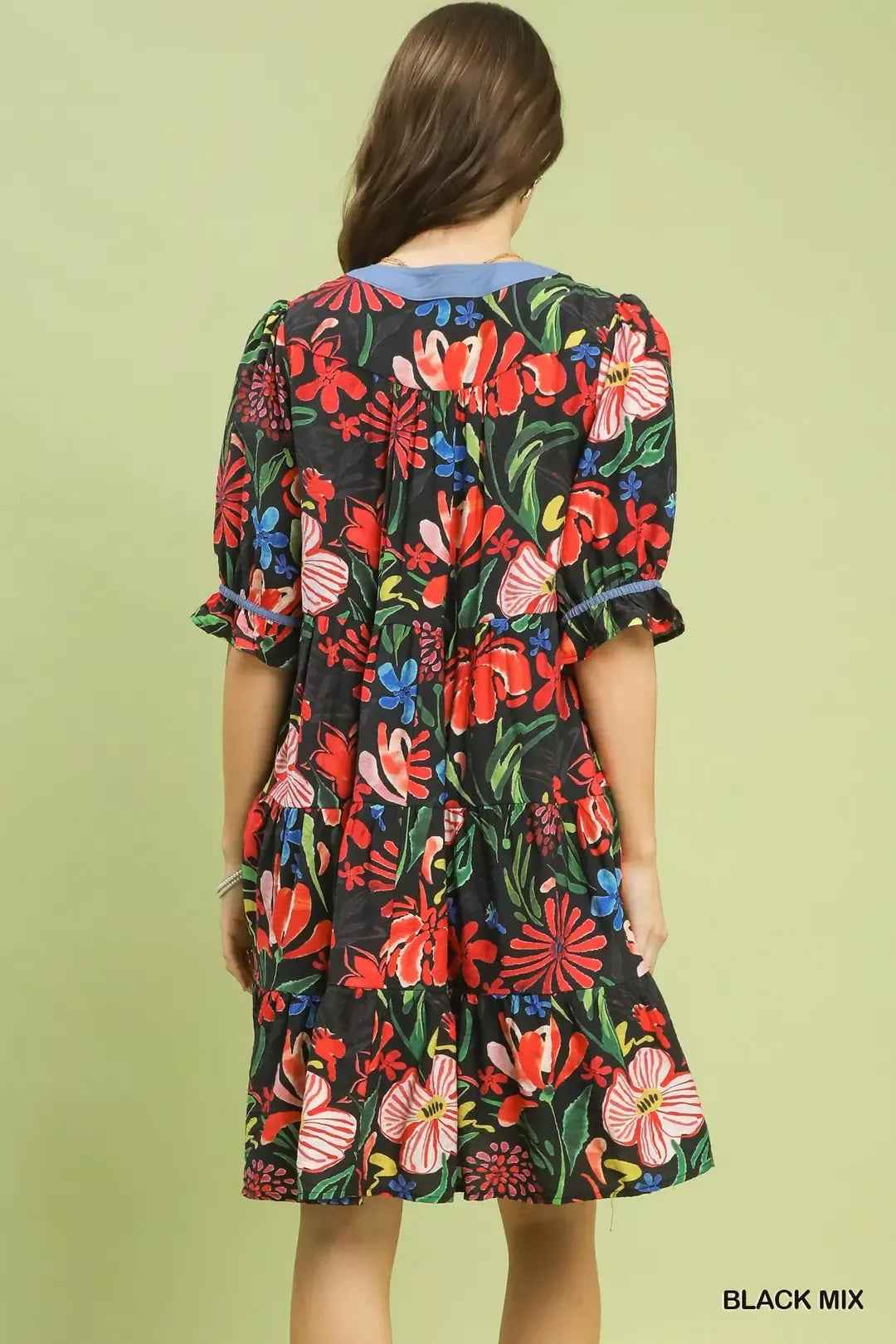 umgee floral tiered Umgee Floral Tiered Puff Sleeve Dress view 3 (dress) - shop at us.meeeshop