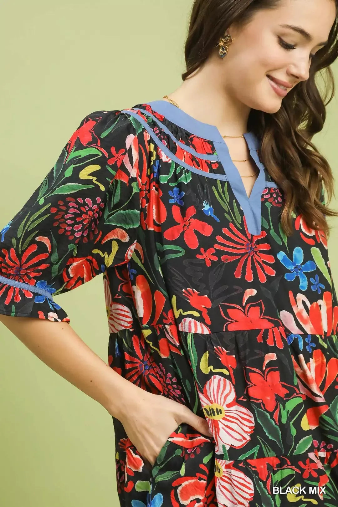 umgee floral tiered Umgee Floral Tiered Puff Sleeve Dress view 4 (dress) - shop at us.meeeshop