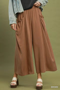 Umgee Flowy Wide Leg Pocket Pants BROWN (bottom) - umgee palazzo pants, white flowy pants near me, flow - shop at us.meeeshop