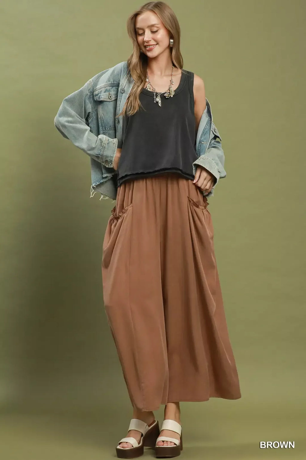Umgee Flowy Wide Leg Pocket Pants view 5 (bottom) - umgee palazzo pants, white flowy pants near me, flo - shop at us.meeeshop