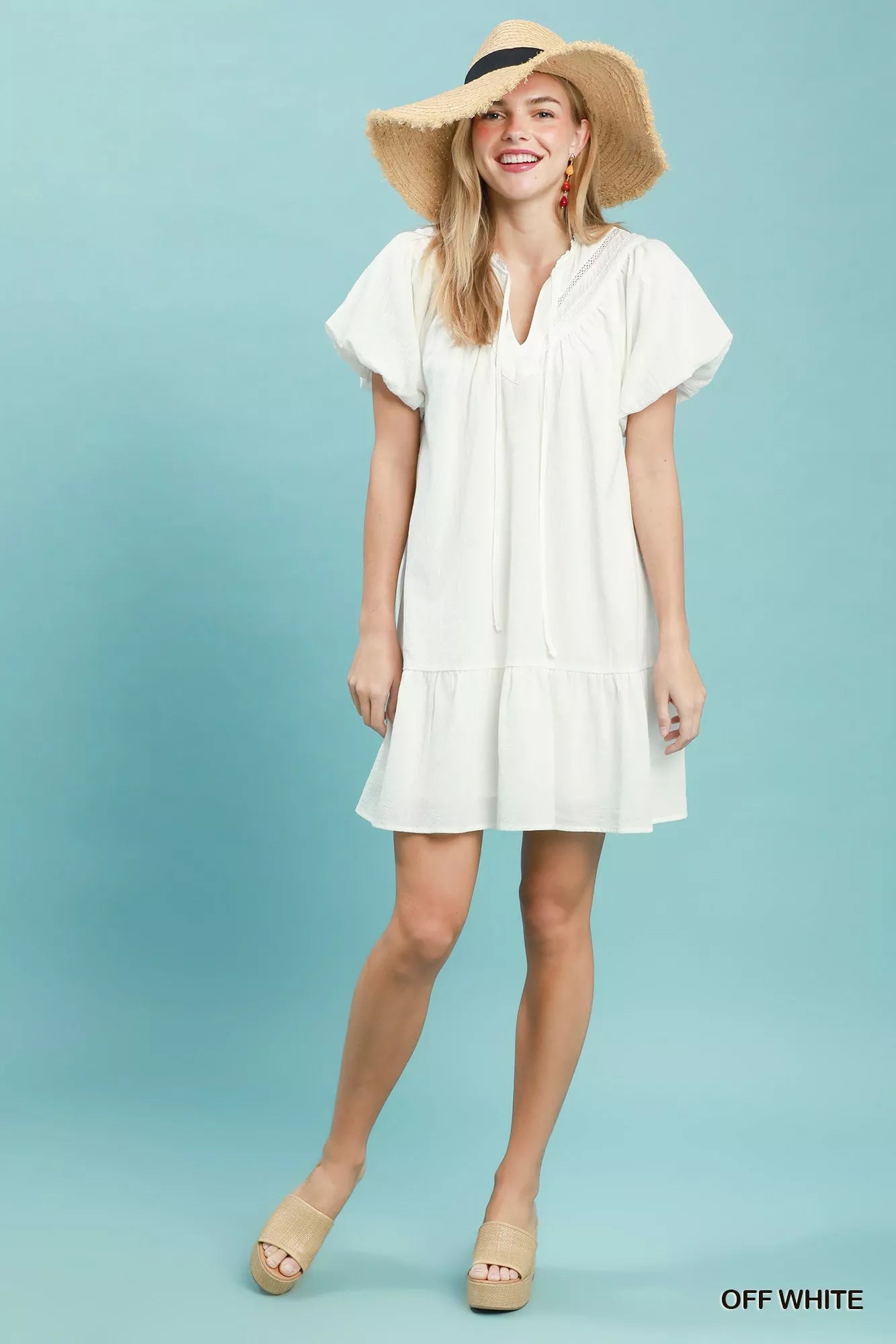Umgee Flutter Sleeve Tassel Tie Ruffle Hem Mini Dress view 4 (dress) - umgee flutter sleeve top, umgee  - shop at us.meeeshop