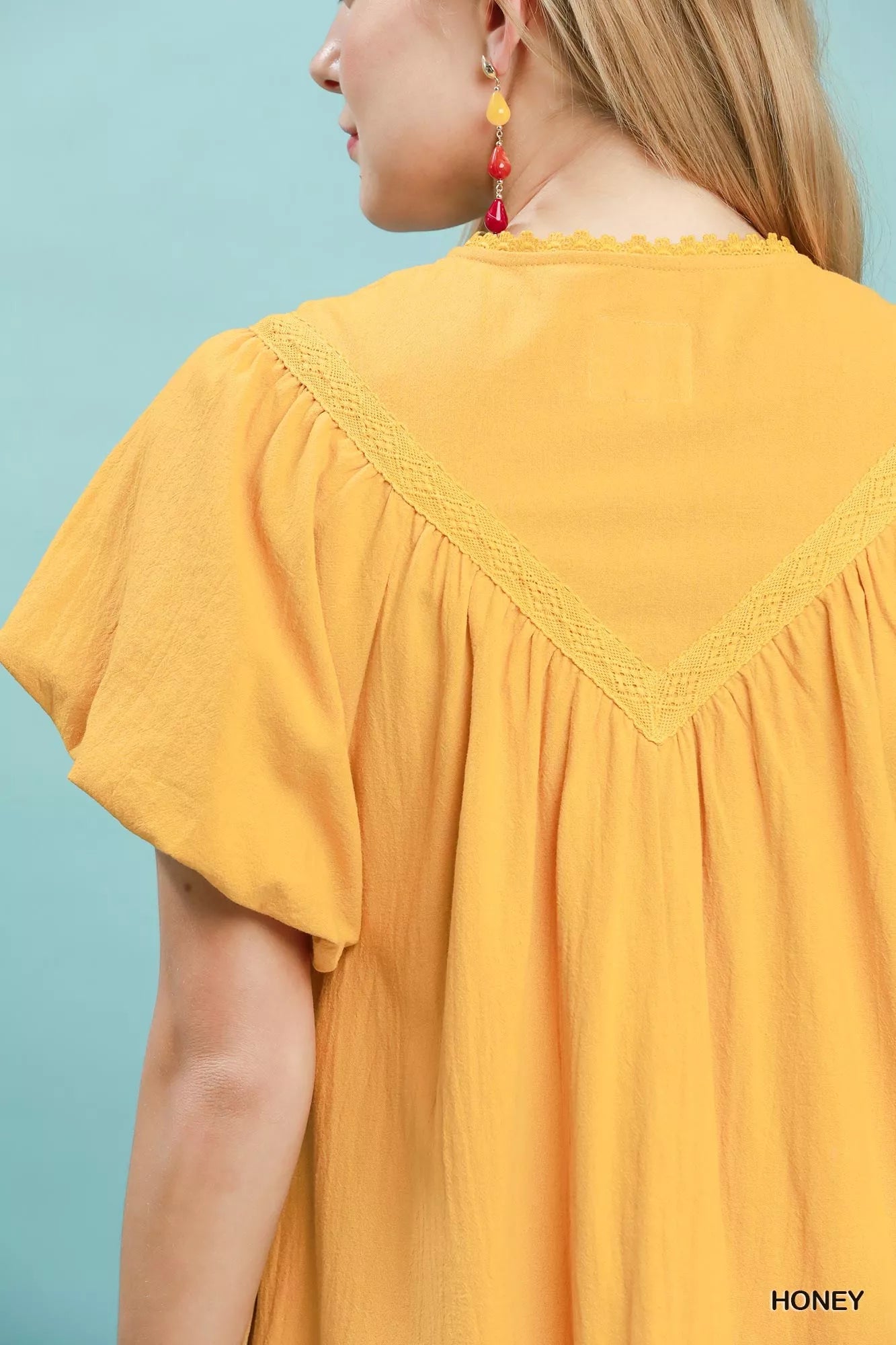 Umgee Flutter Sleeve Tassel Tie Ruffle Hem Mini Dress view 5 (dress) - umgee flutter sleeve top, umgee  - shop at us.meeeshop
