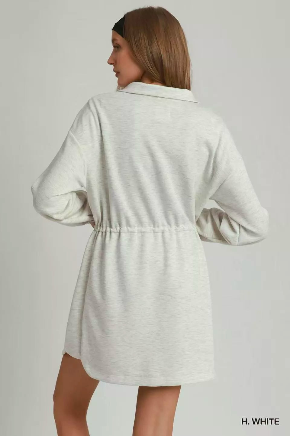 umgee half zip Umgee Half Zip-up Drawstring Waist Dress view 3 (dress) - shop at us.meeeshop
