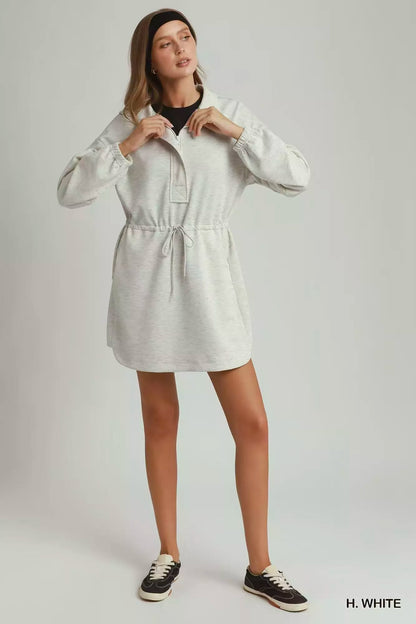 umgee half zip Umgee Half Zip-up Drawstring Waist Dress view 5 (dress) - shop at us.meeeshop