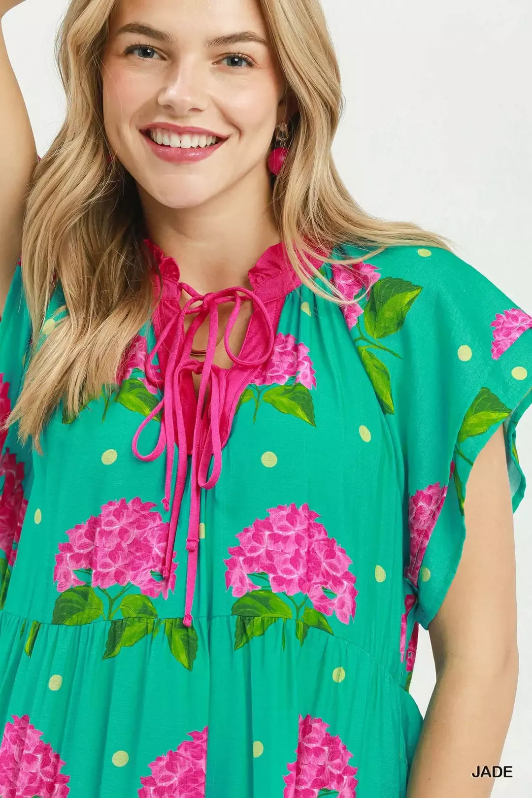 umgee hydrangea print Umgee Hydrangea Print Tiered Midi Dress view 5 (dress) - shop at us.meeeshop