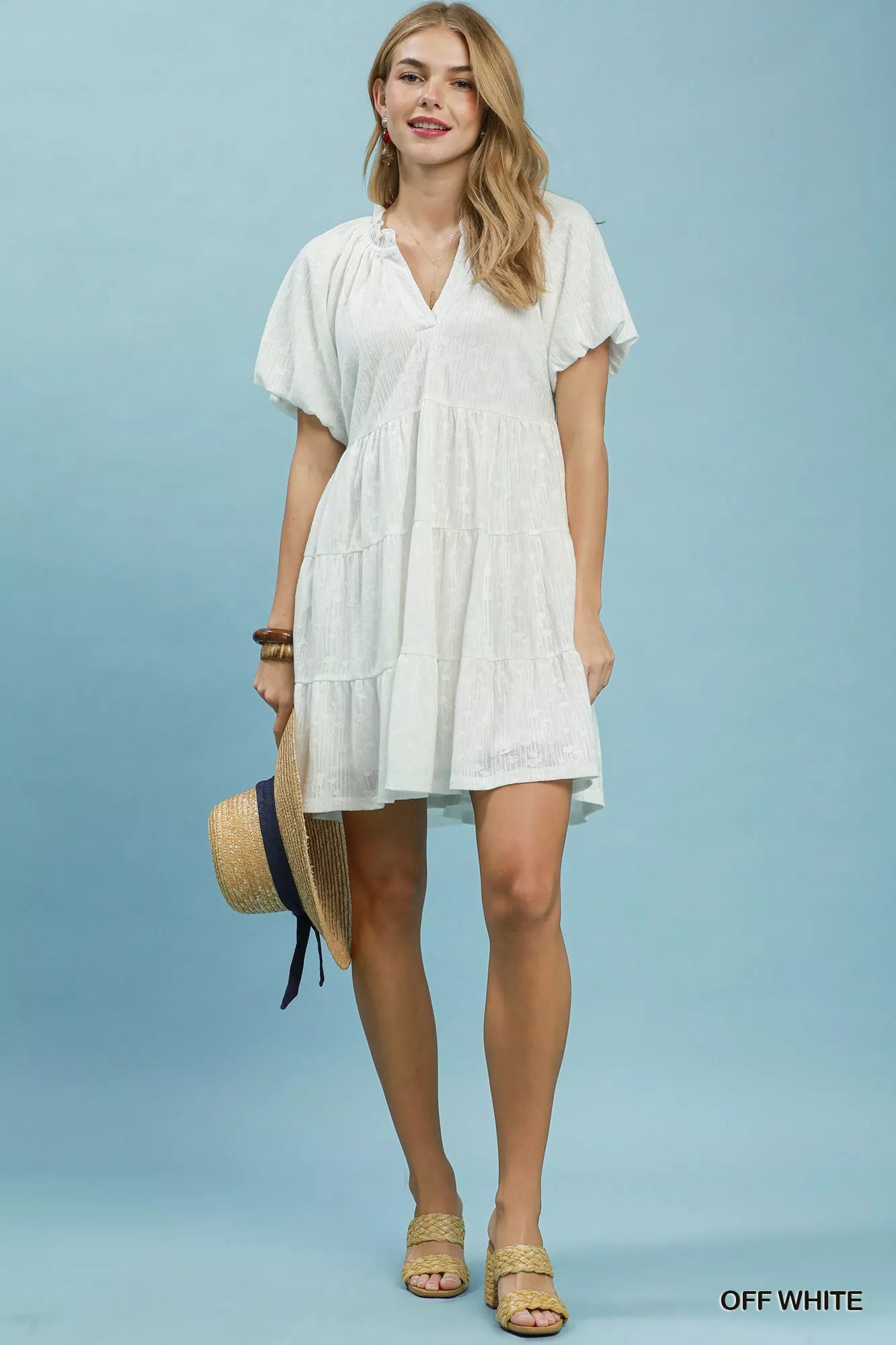 Umgee Jacquard Puff Sleeve Mini Dress view 4 (dress) - umgee swiss dot jacquard dress, what is a jacqua - shop at us.meeeshop