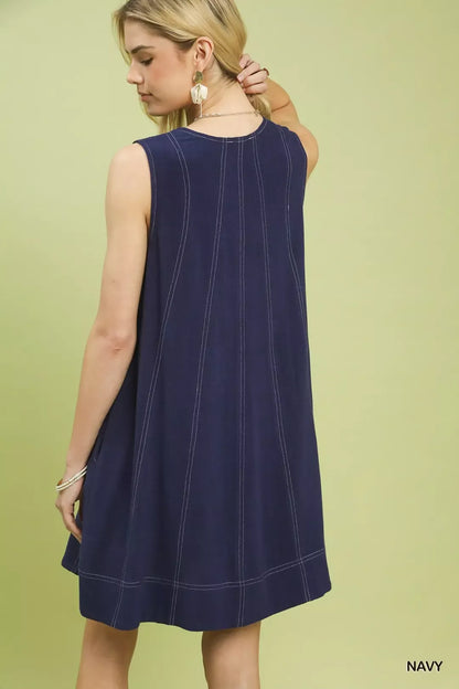 umgee linen sleeveless Umgee Linen Sleeveless Swing Dress view 3 (dress) - shop at us.meeeshop