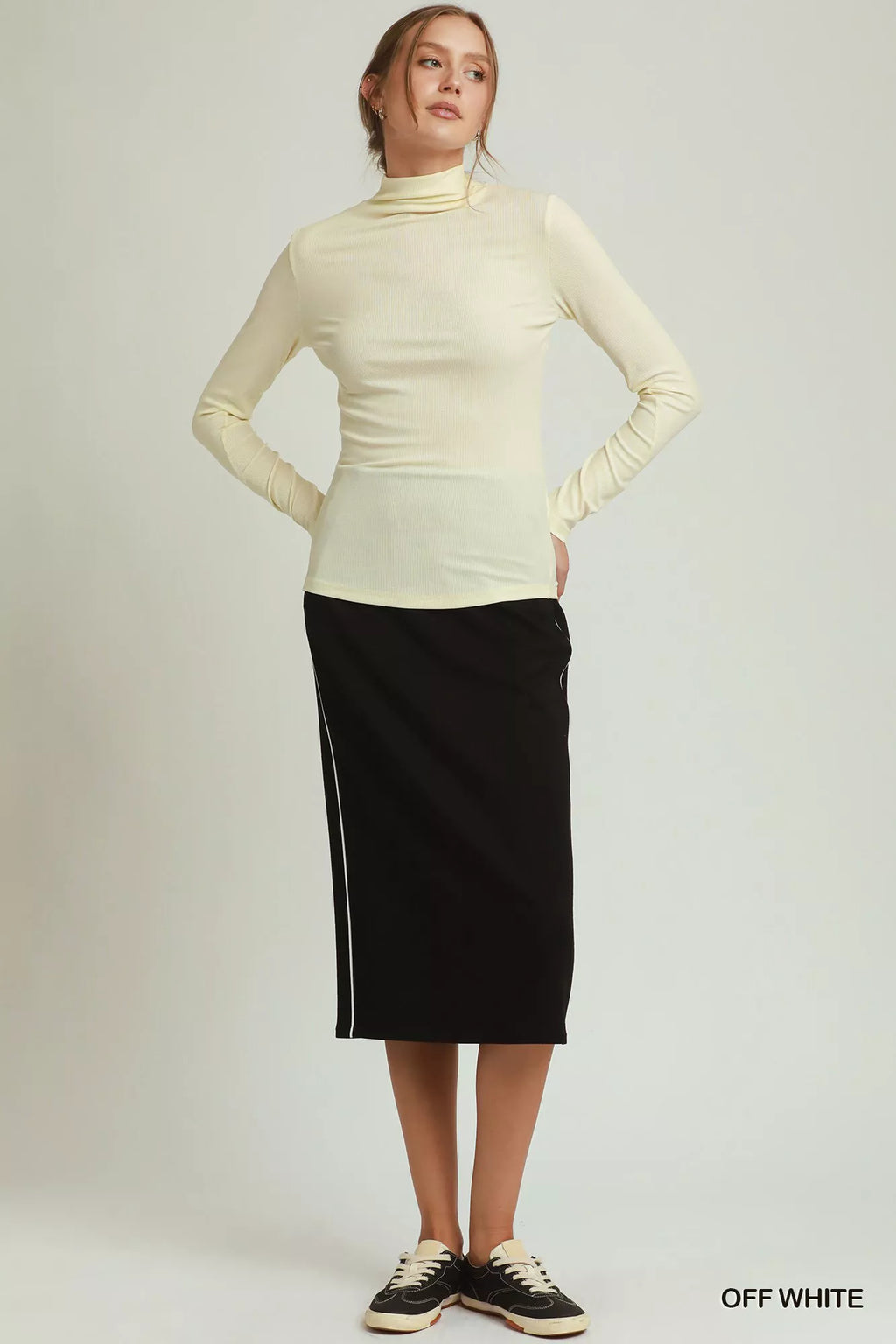 Umgee Long Sleeve Mock Neck Top OFF WHITE (top) - umgee long sleeve tops, umgee long sleeve, umgee top  - shop at us.meeeshop