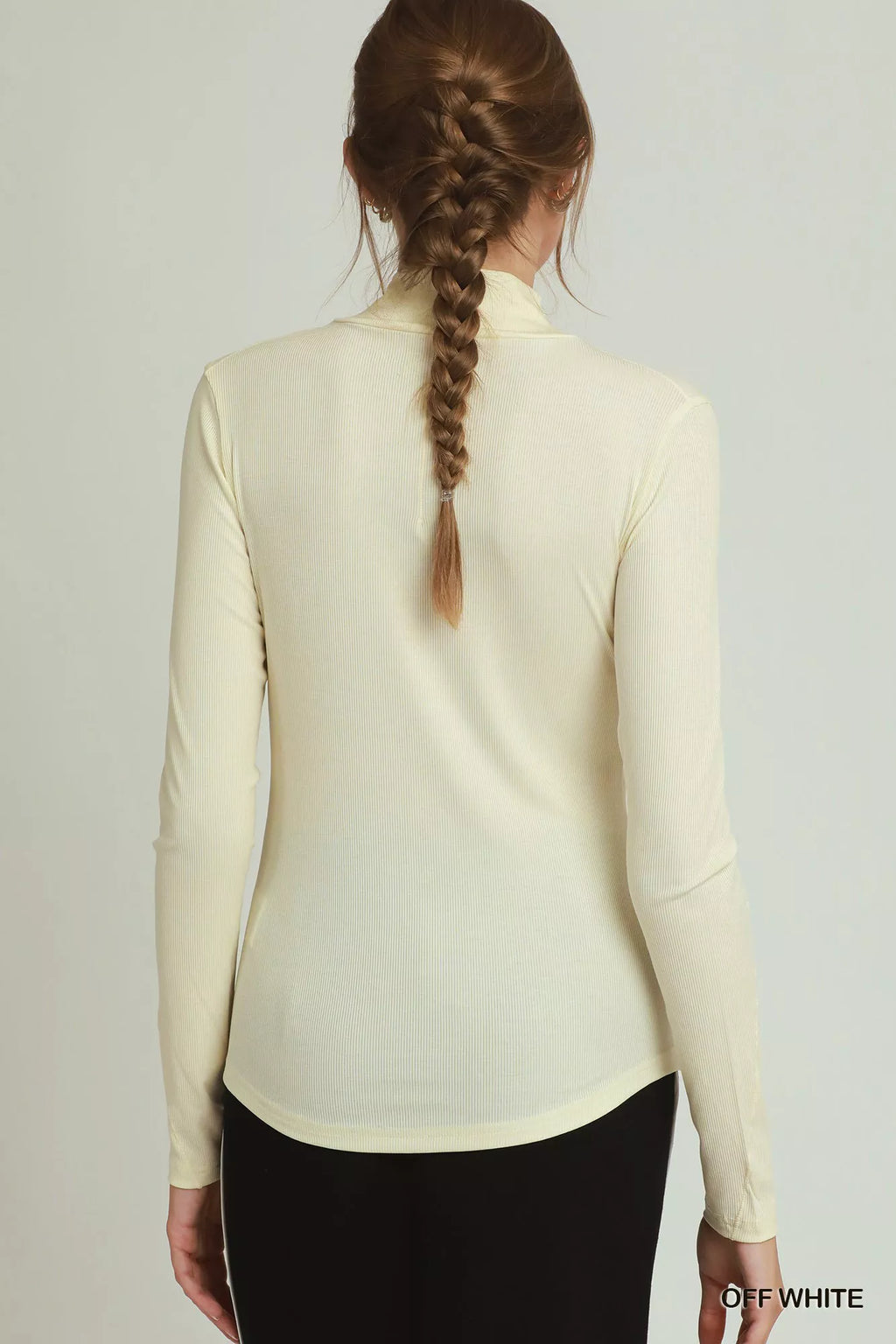 Umgee Long Sleeve Mock Neck Top OFF WHITE view 3 (top) - umgee long sleeve tops, umgee long sleeve, umg - shop at us.meeeshop