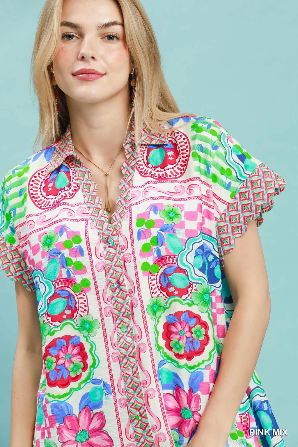 Umgee Mediterranean Print Dress with Contrast Printed Trim view 5 (dress) - trim dress, printed trim dr - shop at us.meeeshop