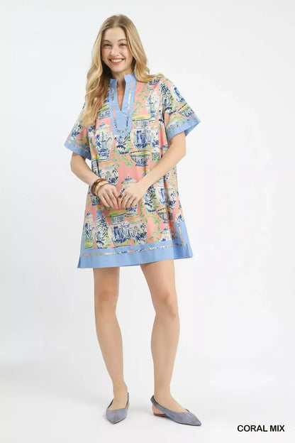 umgee mix abstract Umgee Mix Abstract Print Mini Dress view 3 (dress) - shop at us.meeeshop