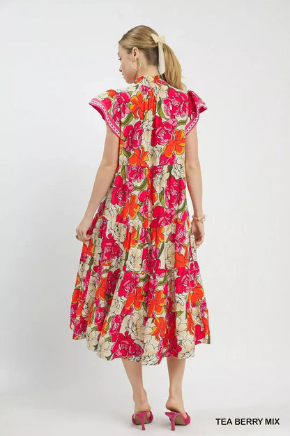 Umgee Mix Bold Floral Tiered Midi Dress view 4 - Umgee Maxi Dress