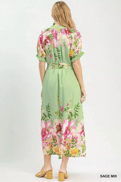 umgee mix floral Umgee Mix Floral Border Print Midi Dress view 4 (dress) - shop at us.meeeshop