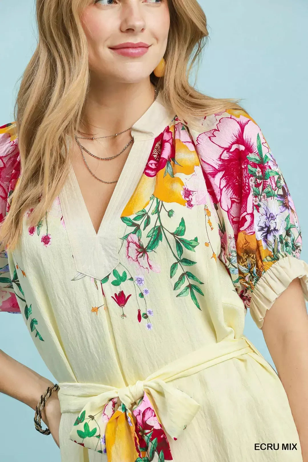 umgee mix floral Umgee Mix Floral Border Print Midi Dress view 5 (dress) - shop at us.meeeshop