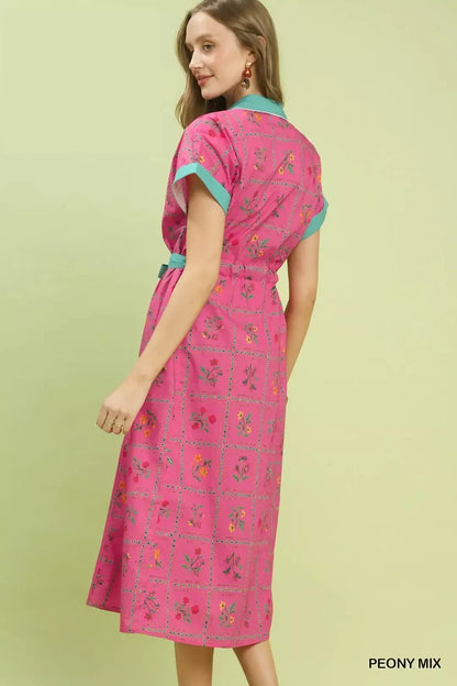 umgee mix floral Umgee Mix Floral Button-front Midi Dress view 4 (dress) - shop at us.meeeshop