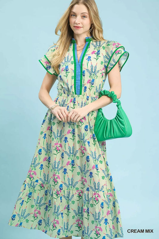 umgee mix floral Umgee Mix Floral Midi Dress view 2 (dress) - shop at us.meeeshop