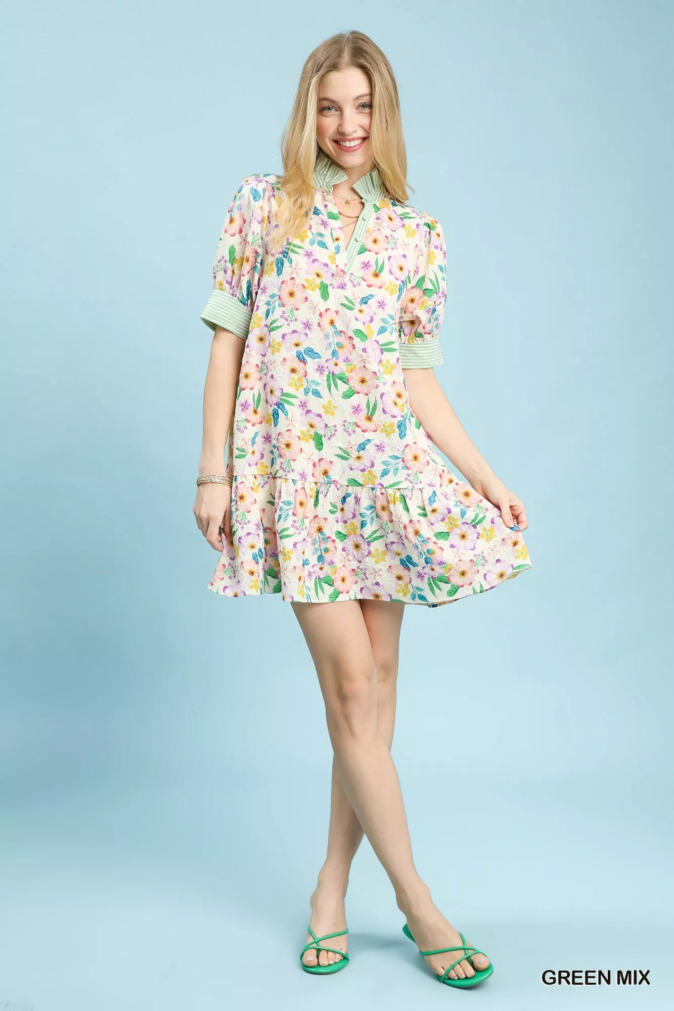 Umgee Mix Floral Ruffle Collar Tiered Babydoll Dress view 4 (dress) - umgee maxi dress, umgee maxi dres - shop at us.meeeshop