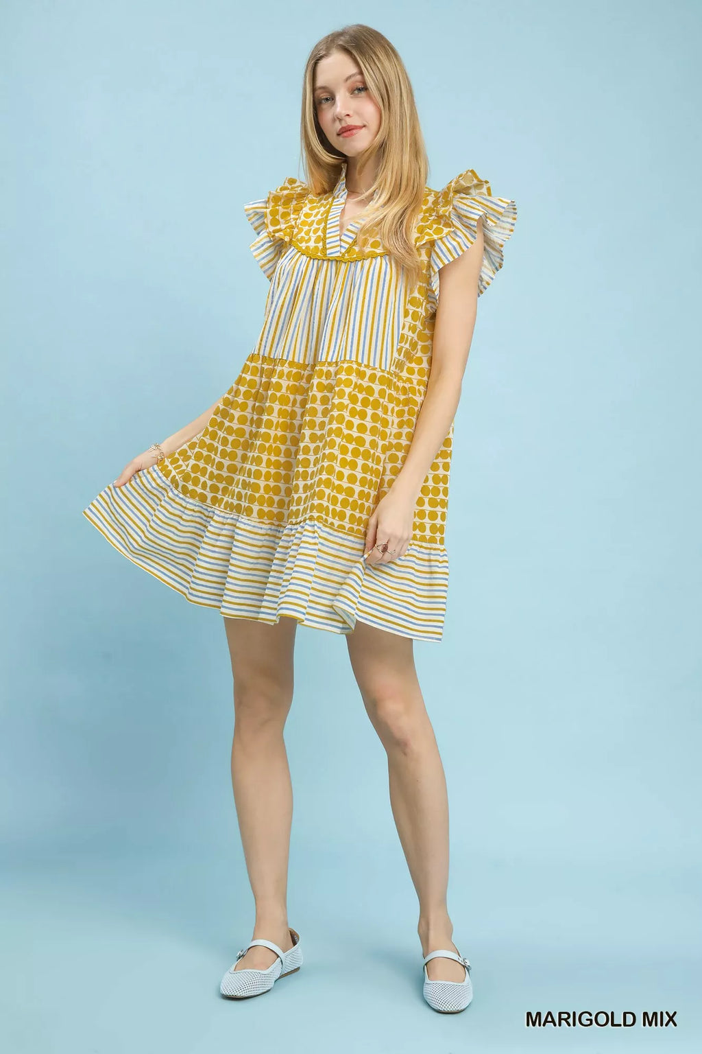 Umgee Mix Patchwork Flutter Sleeve Tiered Dress view 6 (dress) - umgee maxi dress, umgee maxi dresses f - shop at us.meeeshop