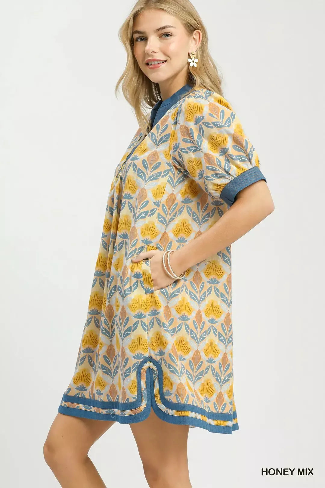 umgee mix tile Umgee Mix Tile Print Mini Dress view 2 (dress) - shop at us.meeeshop