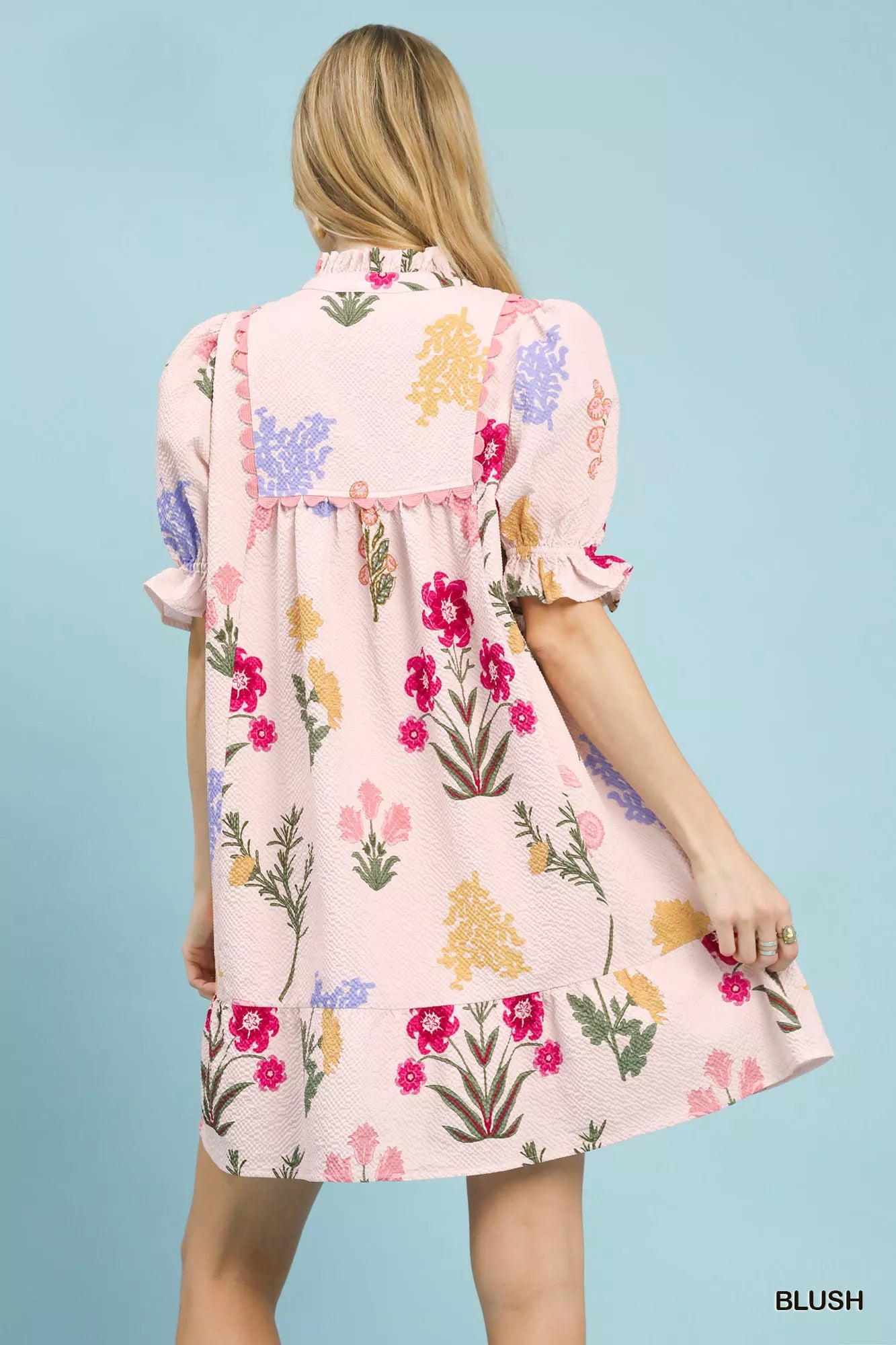 umgee multi flower Umgee Multi Flower Print V-neck Dress view 3 (dress) - shop at us.meeeshop