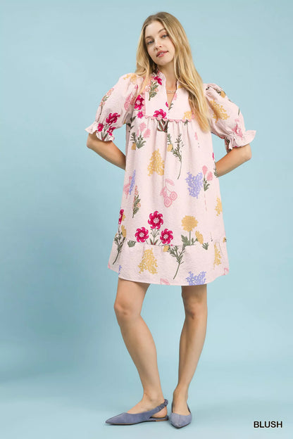 umgee multi flower Umgee Multi Flower Print V-neck Dress view 4 (dress) - shop at us.meeeshop